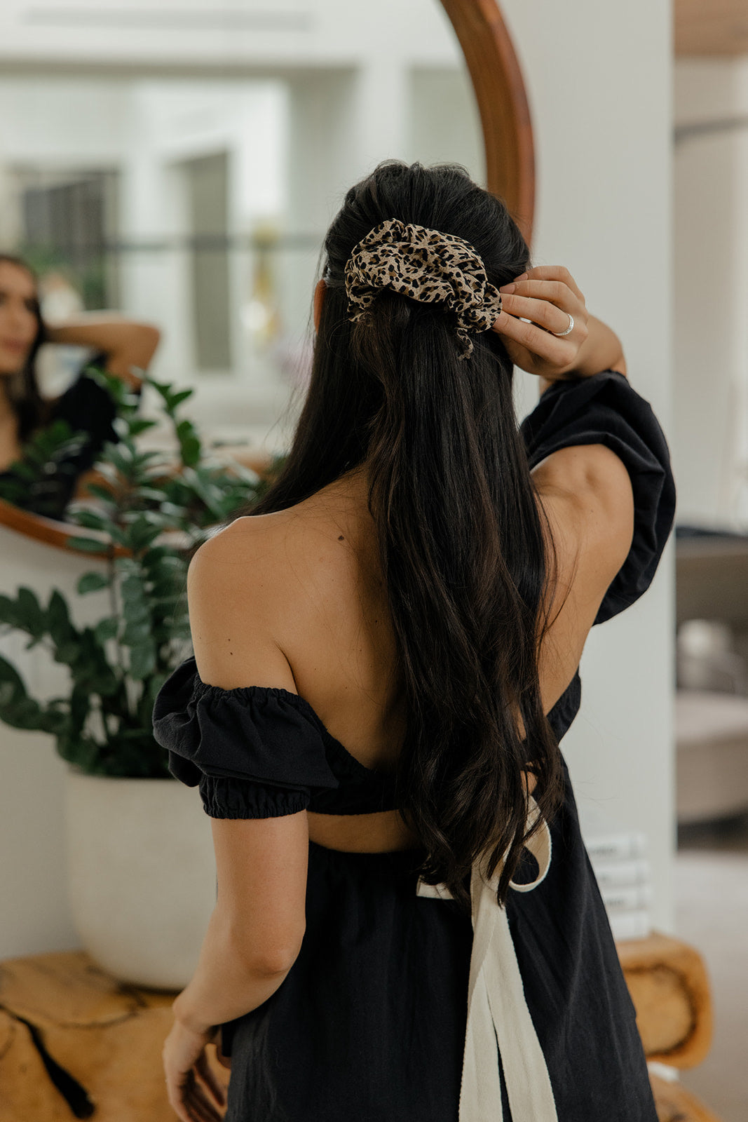 Cheetah Print Chiffon Scrunchie